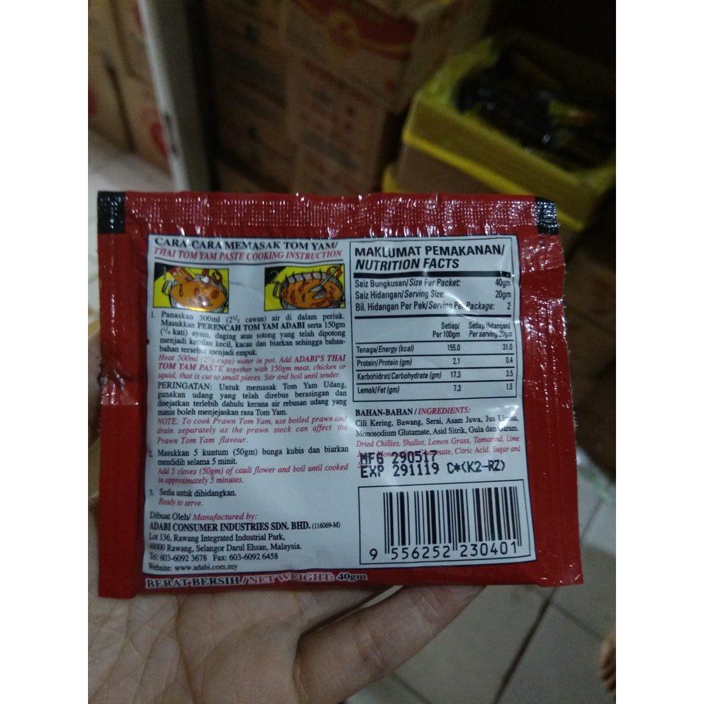 ADABI PERECAH TOMYAM SACHET 40 GRAM