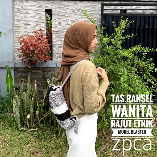 Tas Ransel Rajut Wanita Strip Milenial Terlaris