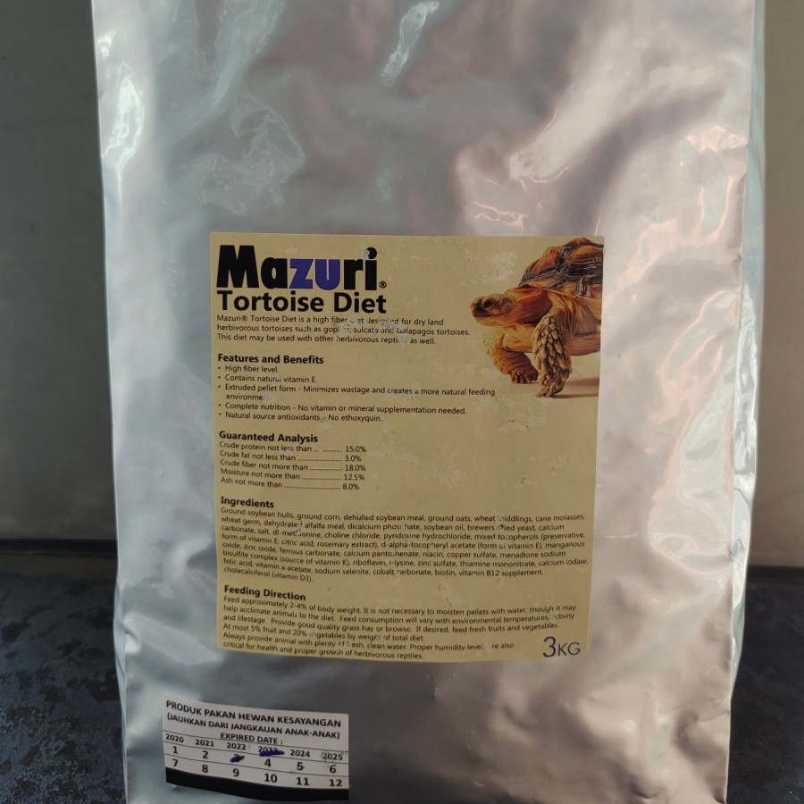 Mazuri tortoise diet 3kg/Pelet Mazuri makanan aldabra sulcata pardalis