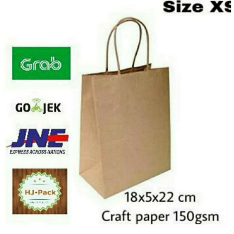 

Paper bag polos / tas kertas tali coklot / goodie bax tas shopping uk xs @50 pcs tas kestas coklat