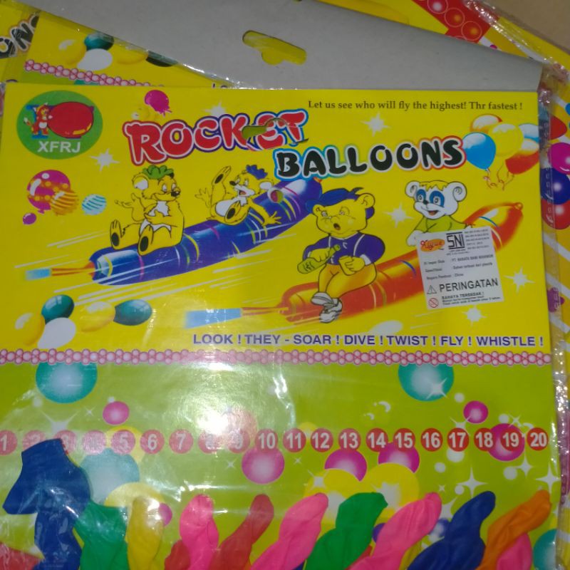 1 lembar isi 40 pcs balon rocket/balon uril