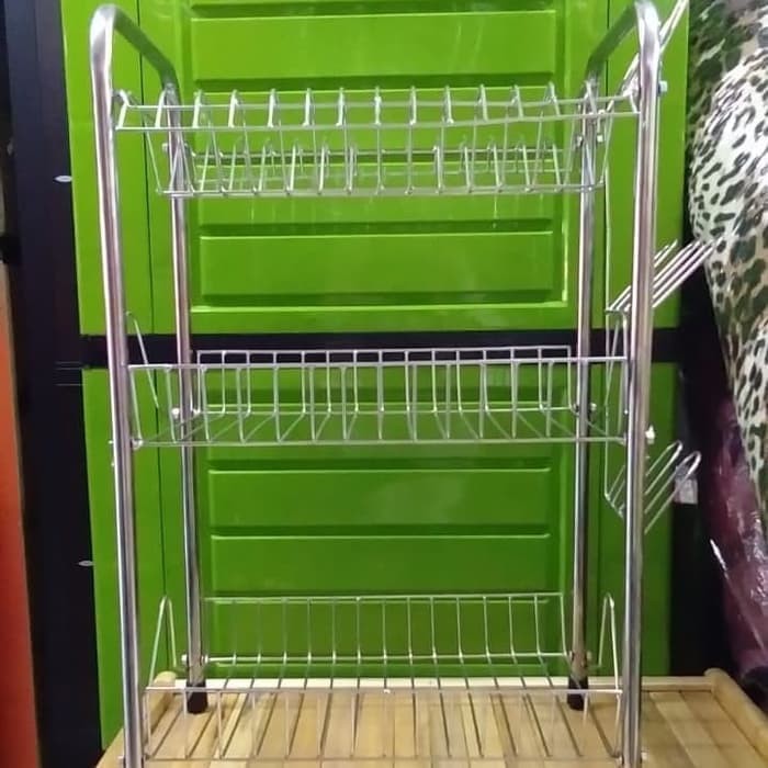 RAK PIRING / TEMPAT PIRING STAINLESS BAHAN KOKOH DAN KUAT SUSUN 3