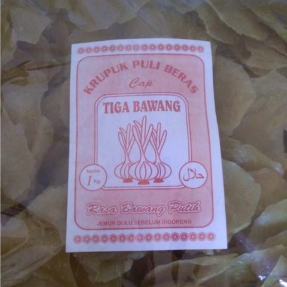 

KRUPUK PULI BERAS Cap TIGA BAWANG Enak Guriih Kriuuuk 500 Gram