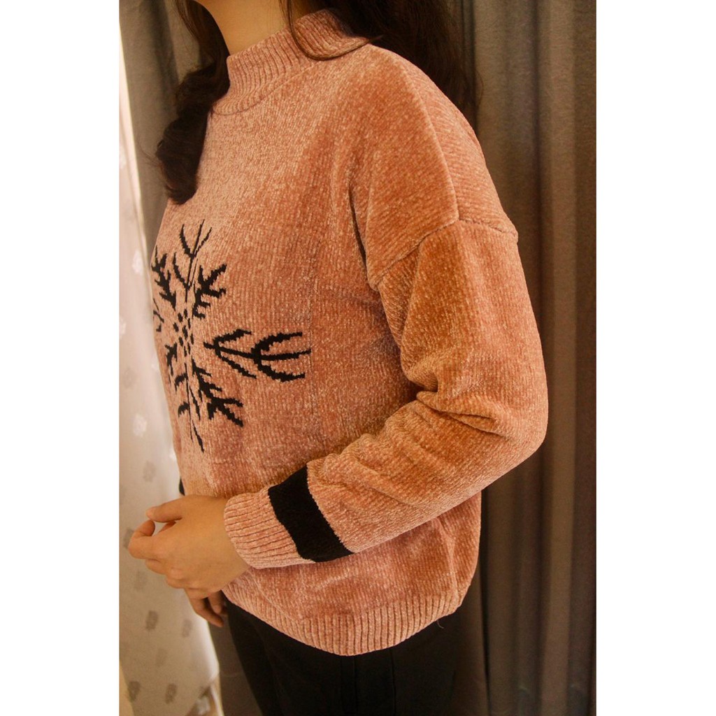Import HK Snowflake Sweater Baju Musim Dingin Sweater Winter Sweater Winter Blouse Atasan Hangat