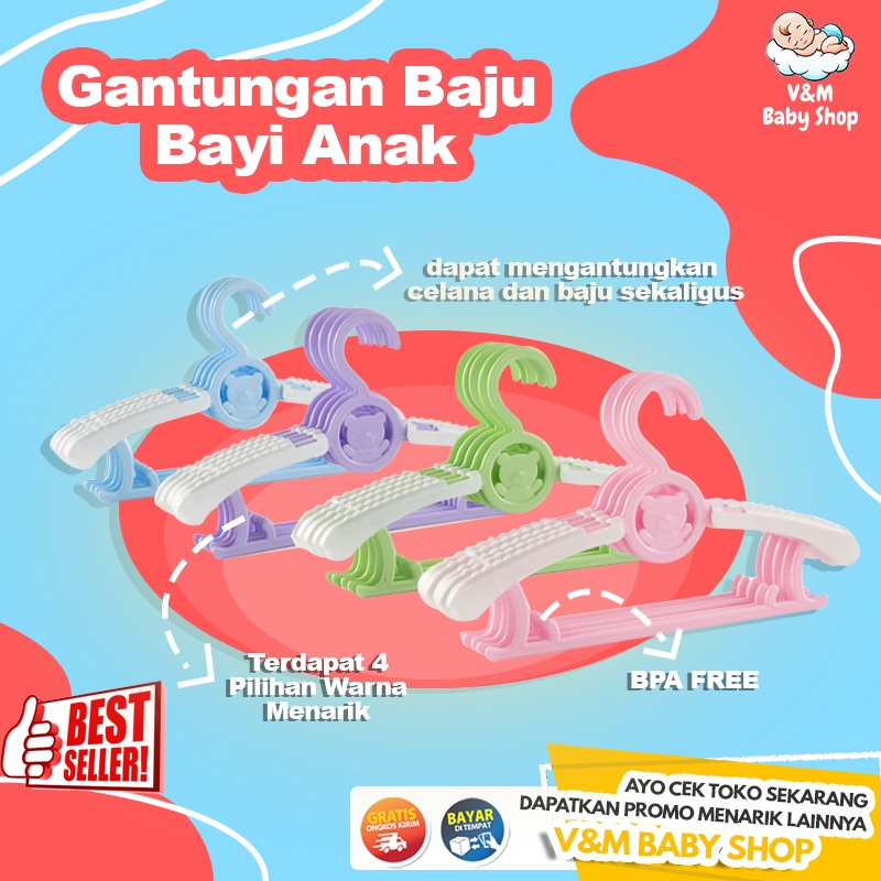 VnM056 | Gantungan Baju Bayi Anak / Hanger Baju Anak Bayi / Hanger Setelan Anak Bayi 1 Pcs