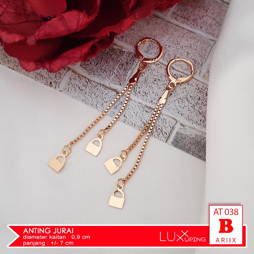 AT 038 Anting Jepit Wanita Dengan Permata Zirkon Perhiasan Lapis Emas 18 Xuping Gold Earrings Luxx Xuping