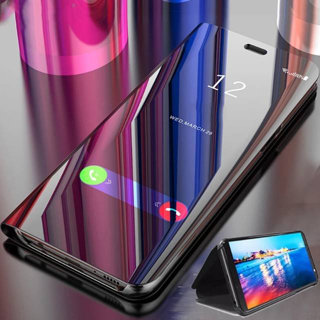 Original Stand Smart View Mirror Flip Cover Samsung Galaxy A51 A 51 Casing Auto Lock Ori Hard Case