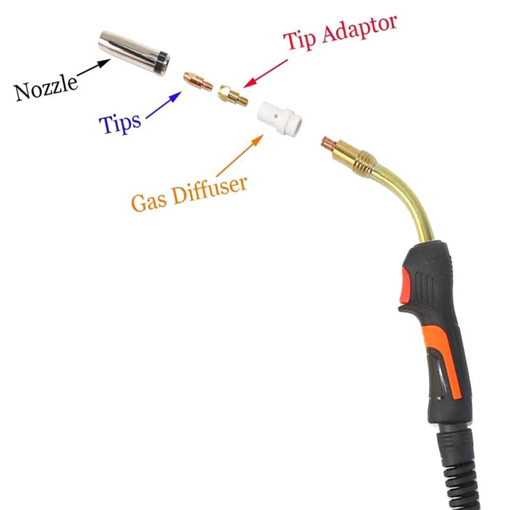 Solighter 5pcs Welding Torch Conductive Tip Set Konsumtif Aksesori Tukang Las MB36KD Perakitan Contact Tip Holder