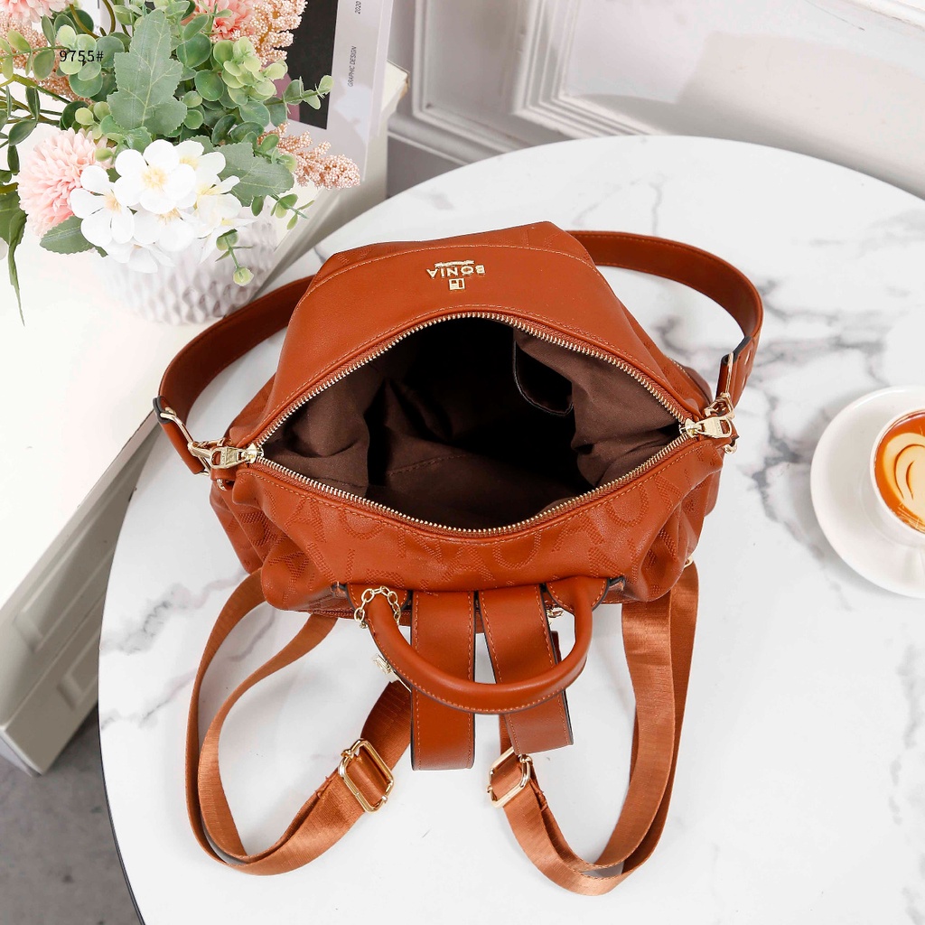 Bo Embosses  Leather Backpack Shoulder Bag #9755