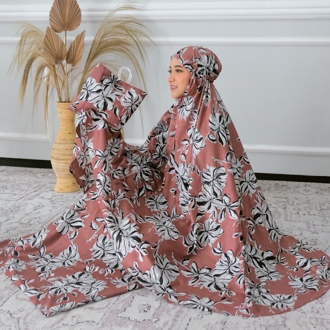 PROMO BISA COD MUKENA DEWASA Mukena Dewasa Bunga Rayon Bali - Coral Bunga TERLARIS TERMURAH JUMBO PU