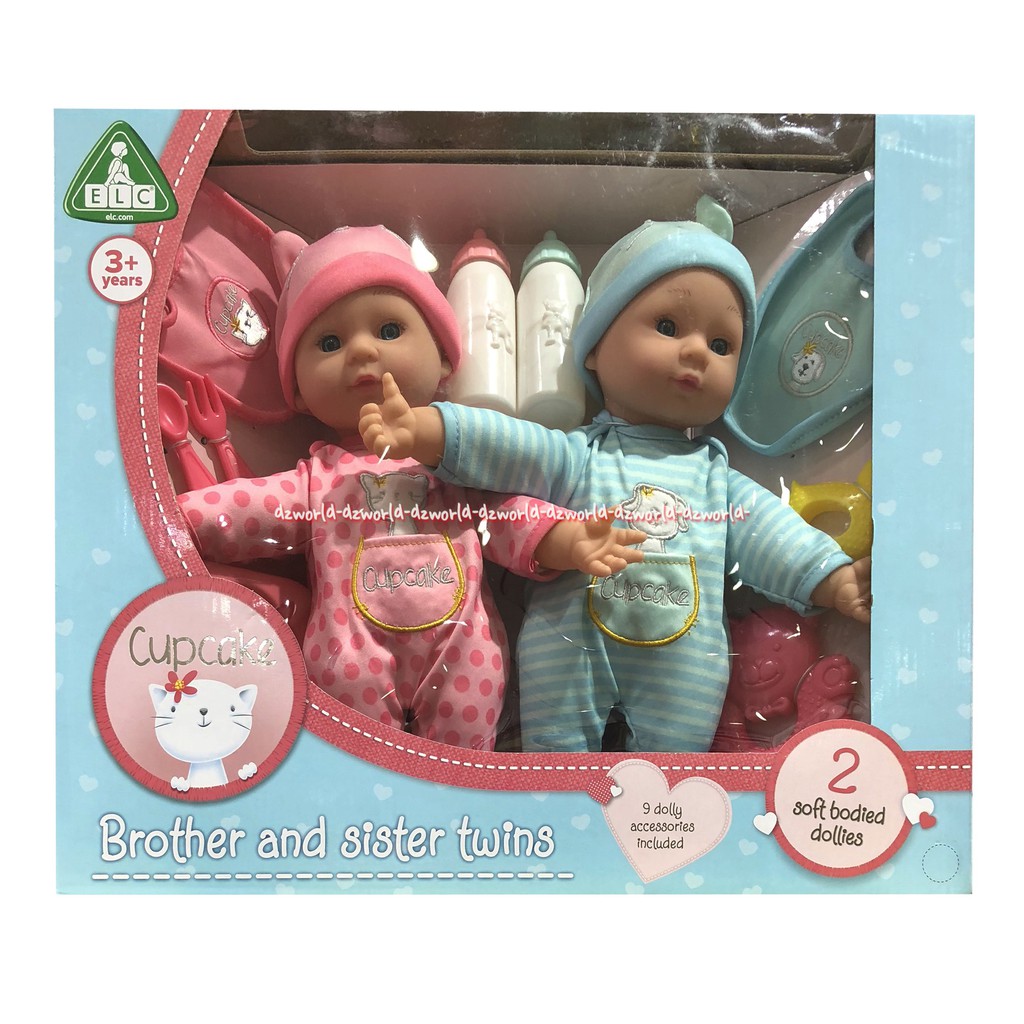 ELC Brother And Sister Twin Dolls Boneka Kembar Dengan Bahan Lembut termasuk aksesoris