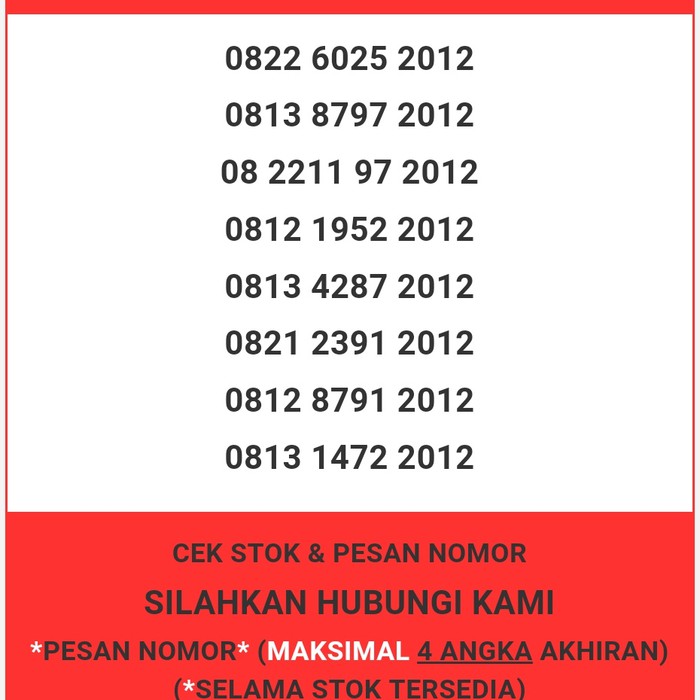 Nomor cantik Telkomsel murah tahun lahir 2012 simpati & loop T0888-150
