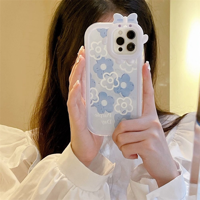 Soft Case Pelindung Lensa Motif Bunga Monster 3D Untuk iPhone 14 13 12 11 Pro Max X Xr Xs Max 7 8 6 6s Plus SE 2020