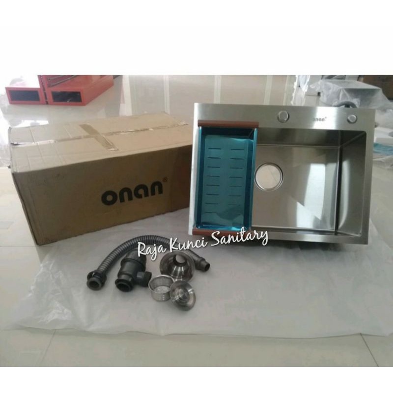 Paket Lengkap+Keran Kitchen Sink Onan Golden Hand 6045 Stainless 304/Bak Cuci Piring 6045 Stainless