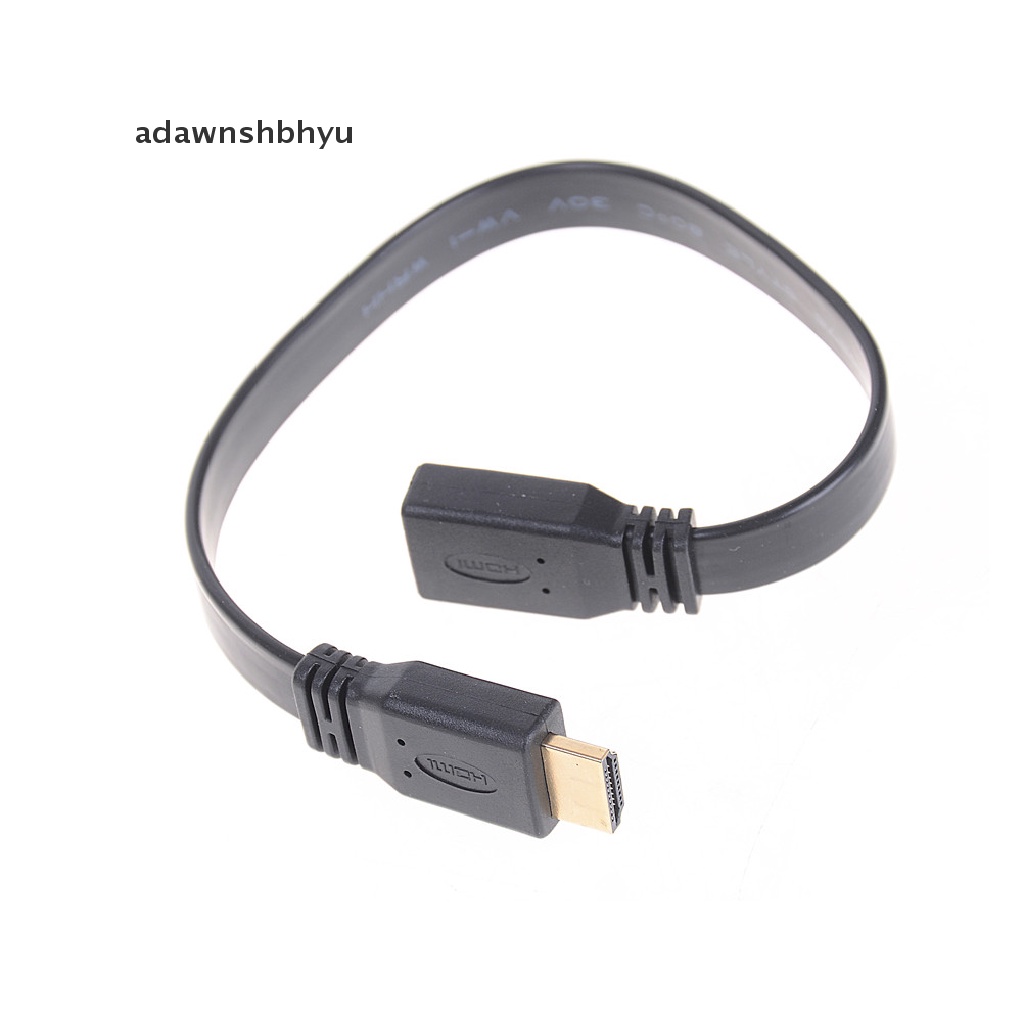 Adawnshbhyu 30cm Pendek Flat HDMI Extension Lead Gold Female Socket Ke Kabel Colokan Male