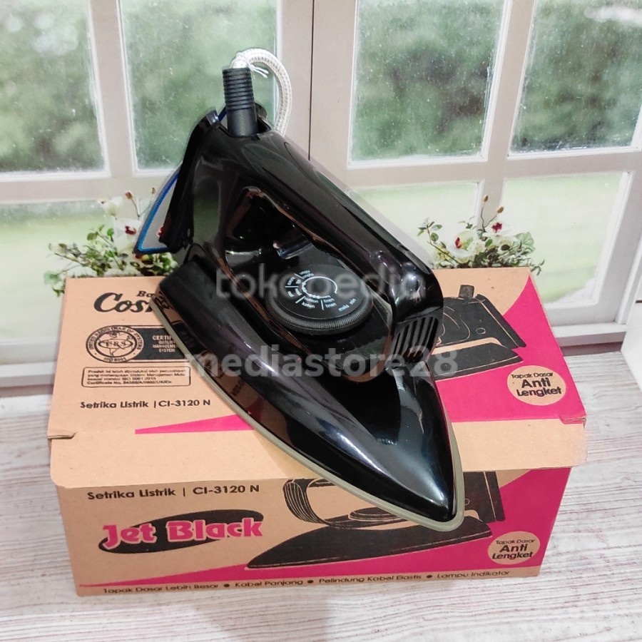 COSMOS Setrika Listrik Jet Black Anti Lengket SNI CI 3120 N - Garansi Resmi 1 Tahun