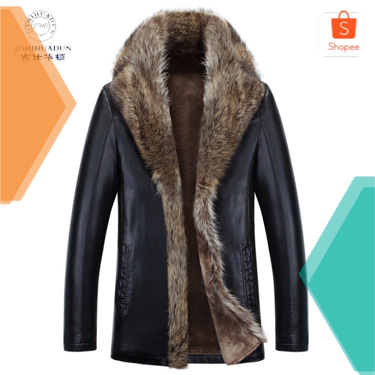 Jaket Kulit Import   Kulit Domba Mantel Bulu Terintegrasi Mantel Pria Panjang Mantel Bulu Berlapis T