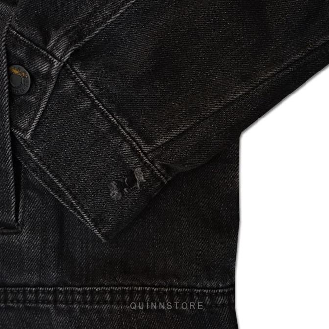 JAKET JEANS PRIA OLD NAVY ORIGINAL JACKET RIPPED DENIM WASH BLACK DGF235145