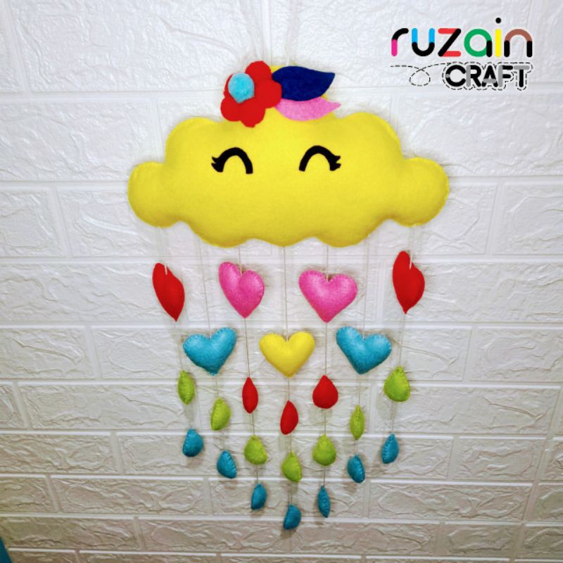 Hanging Door Awan Flanel / Hiasan Awan Pelangi Flanel