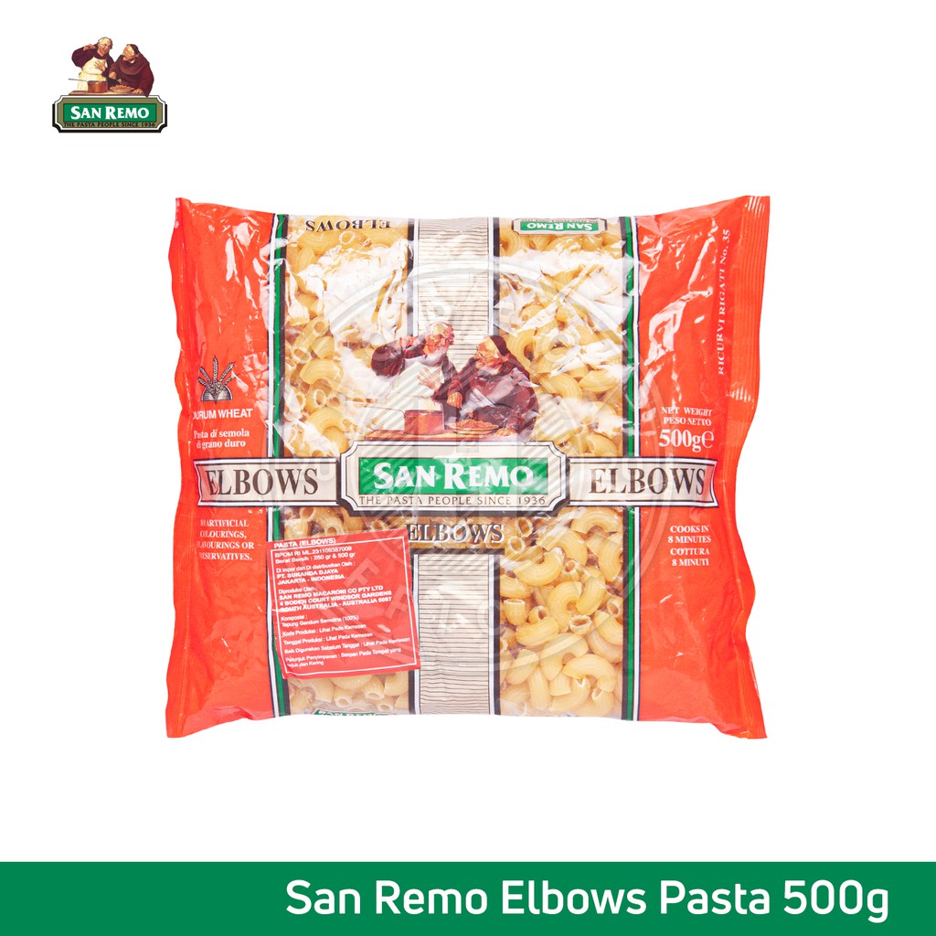 

San Remo Pasta Elbows 500gr / Elbows Pasta 500 Gram