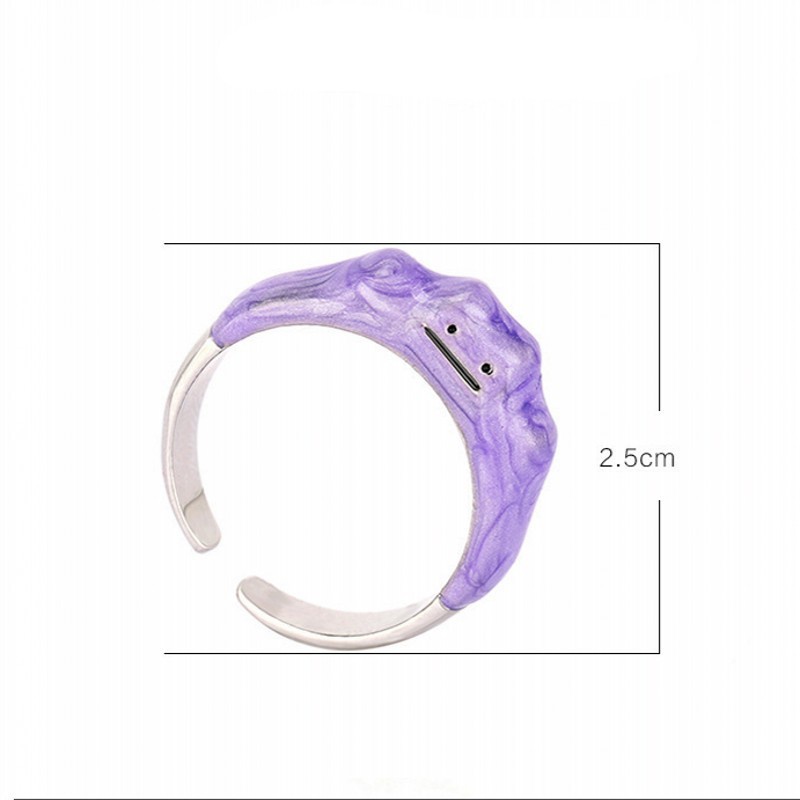 [Wanita Korea Lucu Ungu Smiley Monster Pembukaan Yang Dapat Disesuaikan Rings] [Fashion Wanita Elegan Halus Tipis Jari Cincin] [Hadiah Perhiasan Yang Indah Untuk Teman Gadis]