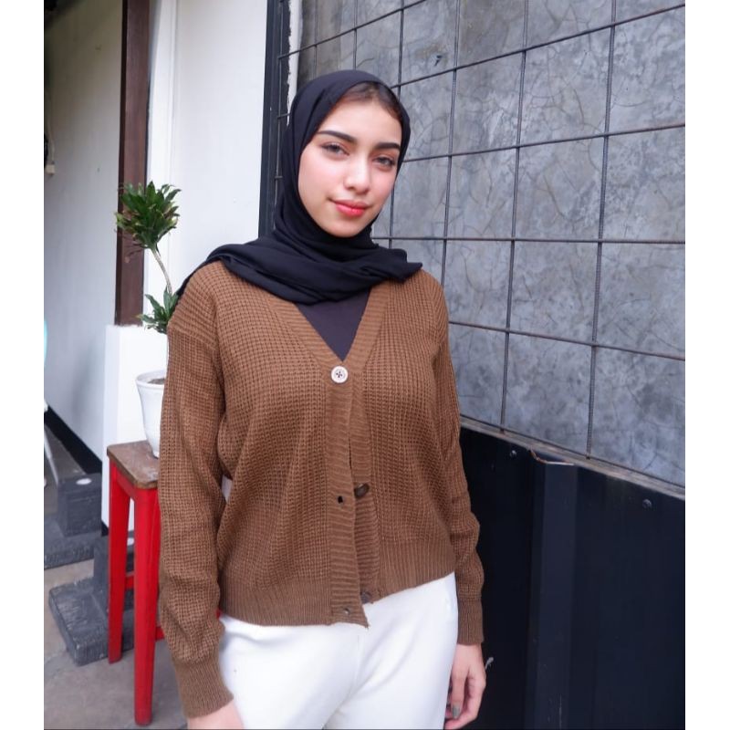 OLIVIA CARDI CROP | CROP CARDY EIREN | KETEBALAN RAJUT 7 GET | crop wolly | kardigan besik