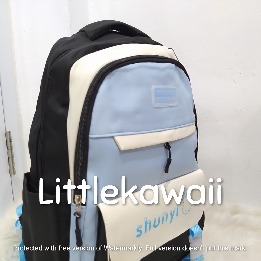 LK/Tas Ransel Laptop Backpack Parasut Sekolah Fashion Korean Style Anak Remaja Rabbit Gesper Shunyi Import