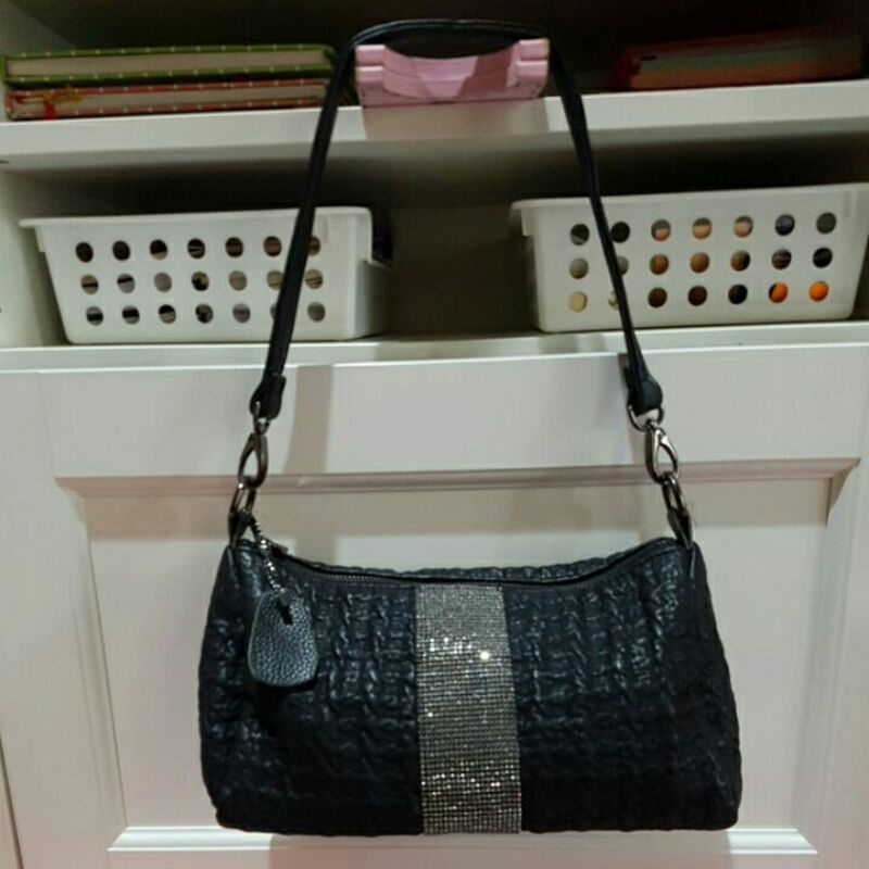 Preloved shoulder bag hitam kulit Palio Italy