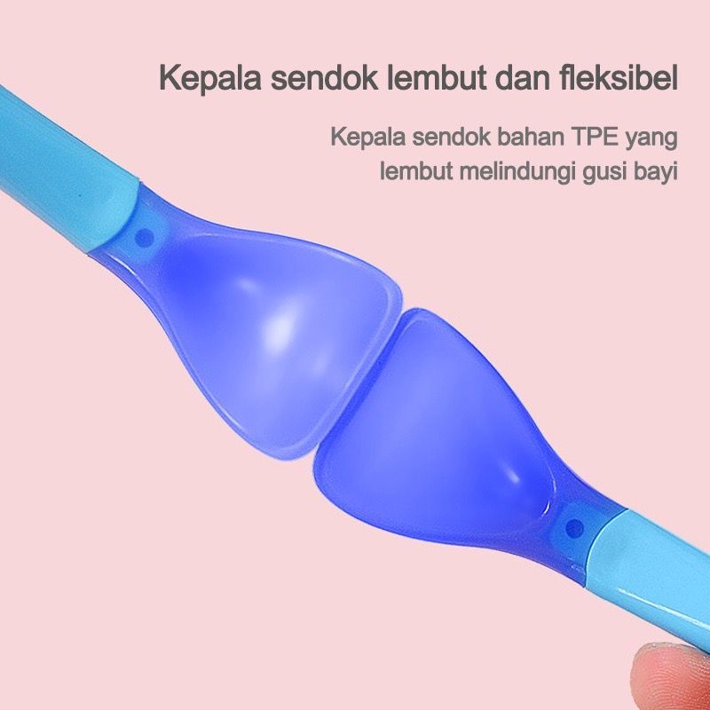 Sendok Garpu makan bayi silikon / sendok MPASI sensor suhu BPA Free