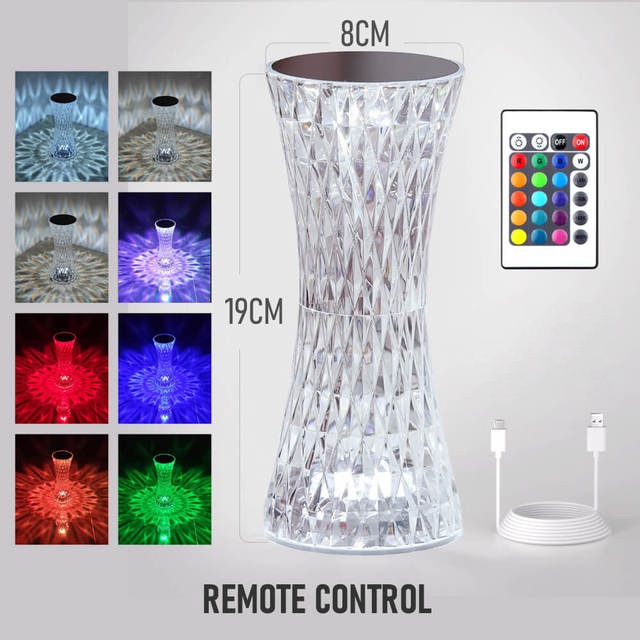 Small Waist Crystal Decoration LED Diamond Table Lamp USB Rechargeable Touch Sensor For Gift