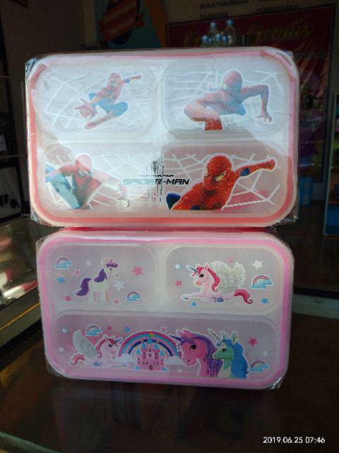 Lunch Box Sekat 2 Stainless Anti Tumpah Karakter 9003