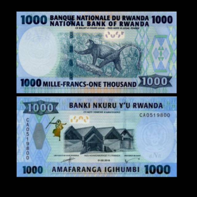 UANG RWANDA 1000 FRANCS 2019 UNC ORIGINAL BANKOTE NEW DESIGN