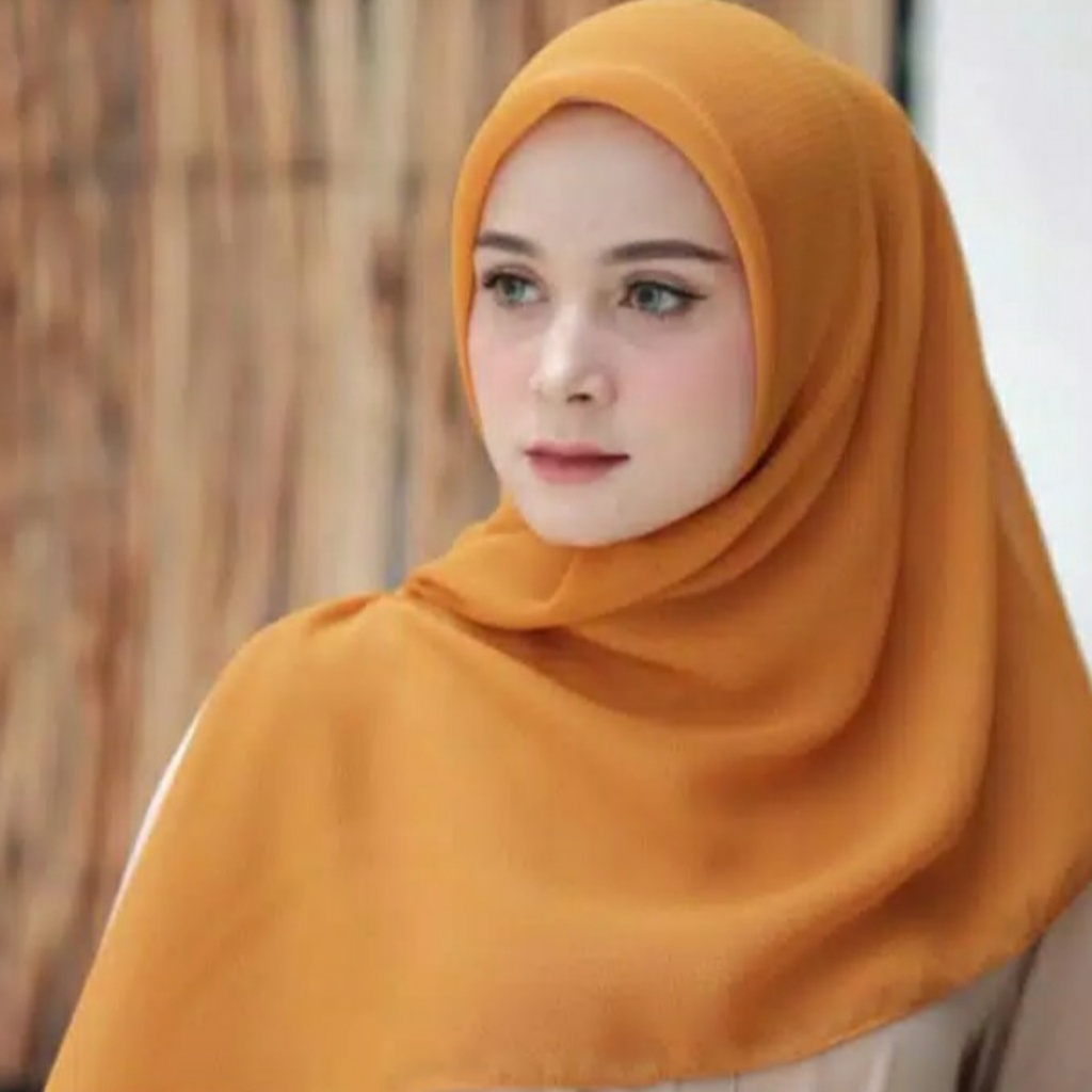 Hijab Segi Empat / Jilbab Segi Empat / Kerudung Segi Empat Polos - Mustard