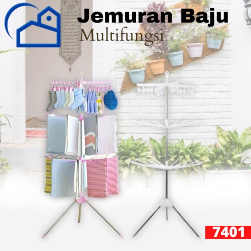 JEMURAN BAJU PUTAR MULTIFUNGSI / JEMURAN BAJU / JEMURAN PAKAIAN 2 SUSUN 7401