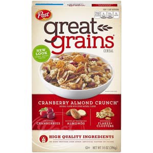 

Post Great Grains Cranberry Almond Crunch Whole Grain Cereal 368gr box