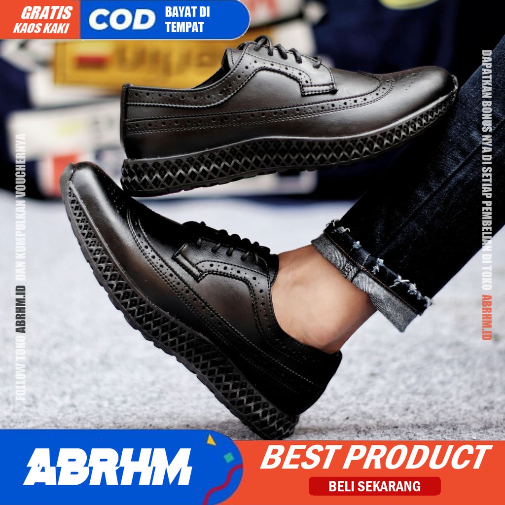 ABRHM x JHON Sepatu Casual Pria Sepatu Kasual Pria Kulit Pu Kerja Sepatu Pria Casual Original Sepatu Semi Formal Kuliah Kondangan Gaya keren Kekinian Murah Terlaris