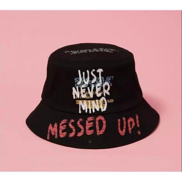 Topi badas bucket/ Wanita Motif Graffiti Gaya Korea Untuk Pasangan-Kpop Topi Bucket AksesorisFashion