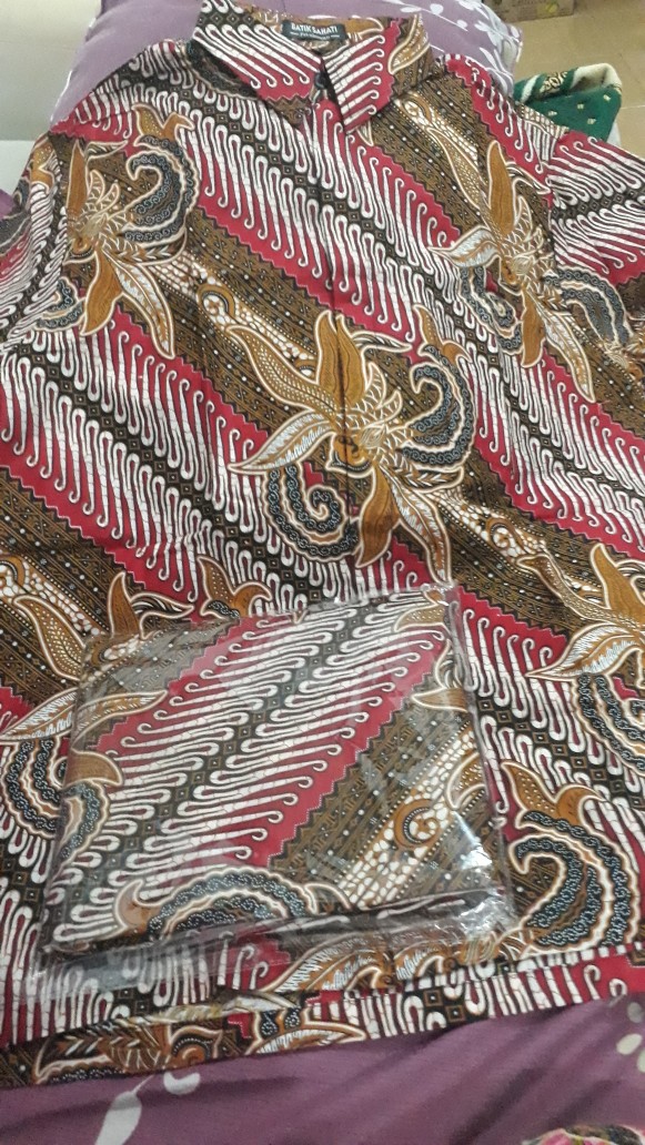 Set Batik Couple Roro Maroon (kemeja, Rok, Tunik Roro Maroon)