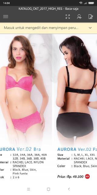 Fiori Pakaian Dalam Aurora Set Bra & Panty