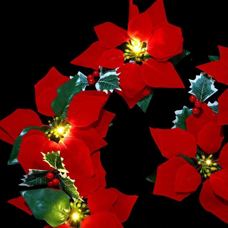 Karangan Bunga Poinsettia Dengan 10 Led Ukuran 2M Untuk Natal