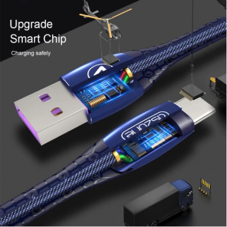 Kabel data 5A  Fast Charging Micro USB Type C iphone ios Cable LED Voltage and Current Display