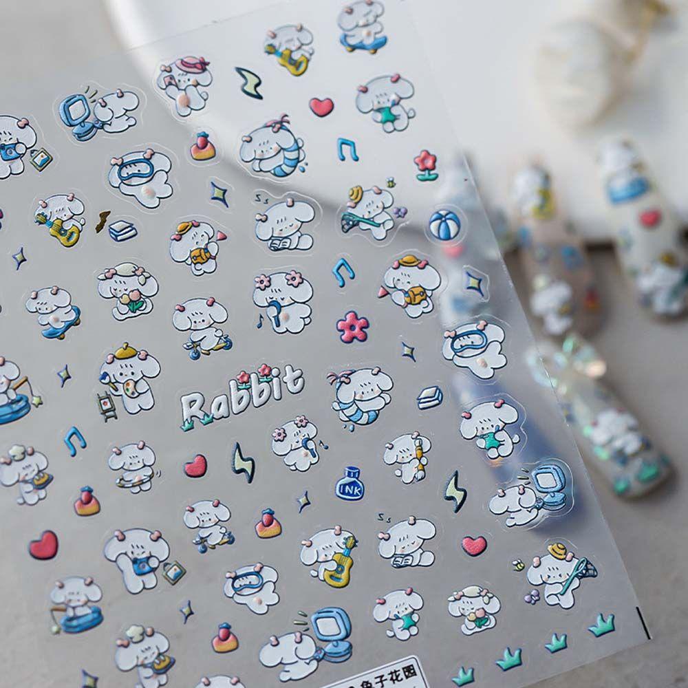 Mxbeauty Stiker Kuku Kartun Fashion Kelinci Hewan Anjing Dekorasi Nail Art
