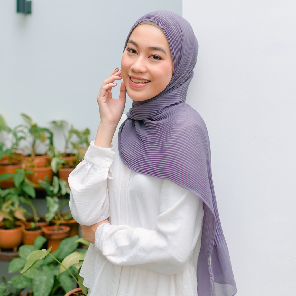 Lozy Hijab - Bawal Pleats Shawl ( Pashmina Plisket )-Lavender