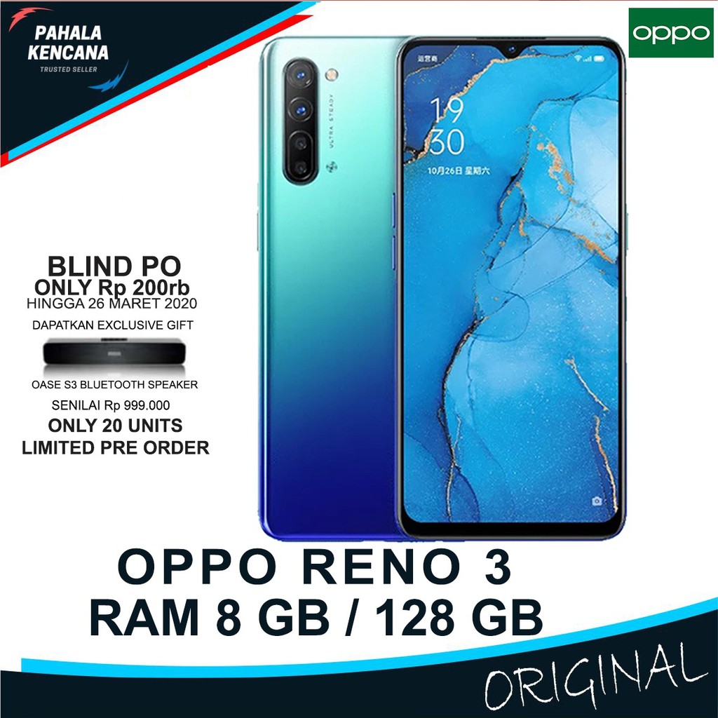 OPPO RENO 3 RAM 8GB ROM 128GB GARANSI RESMI OPPO INDONESIA PRE ORDER