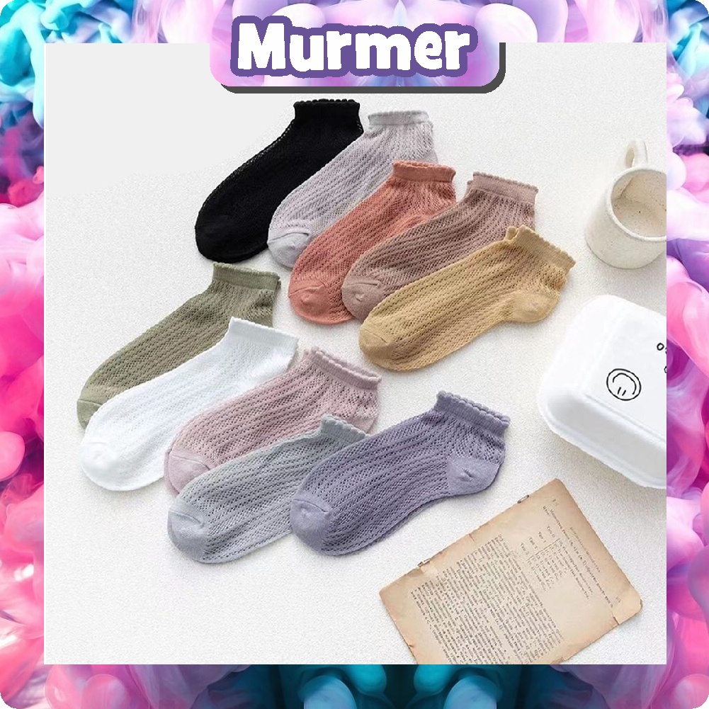 MurmerOfficial Kaos Kaki Wanita Motif Polos Pattern Garis Fashion Korea Women Sock Import Murah KK006