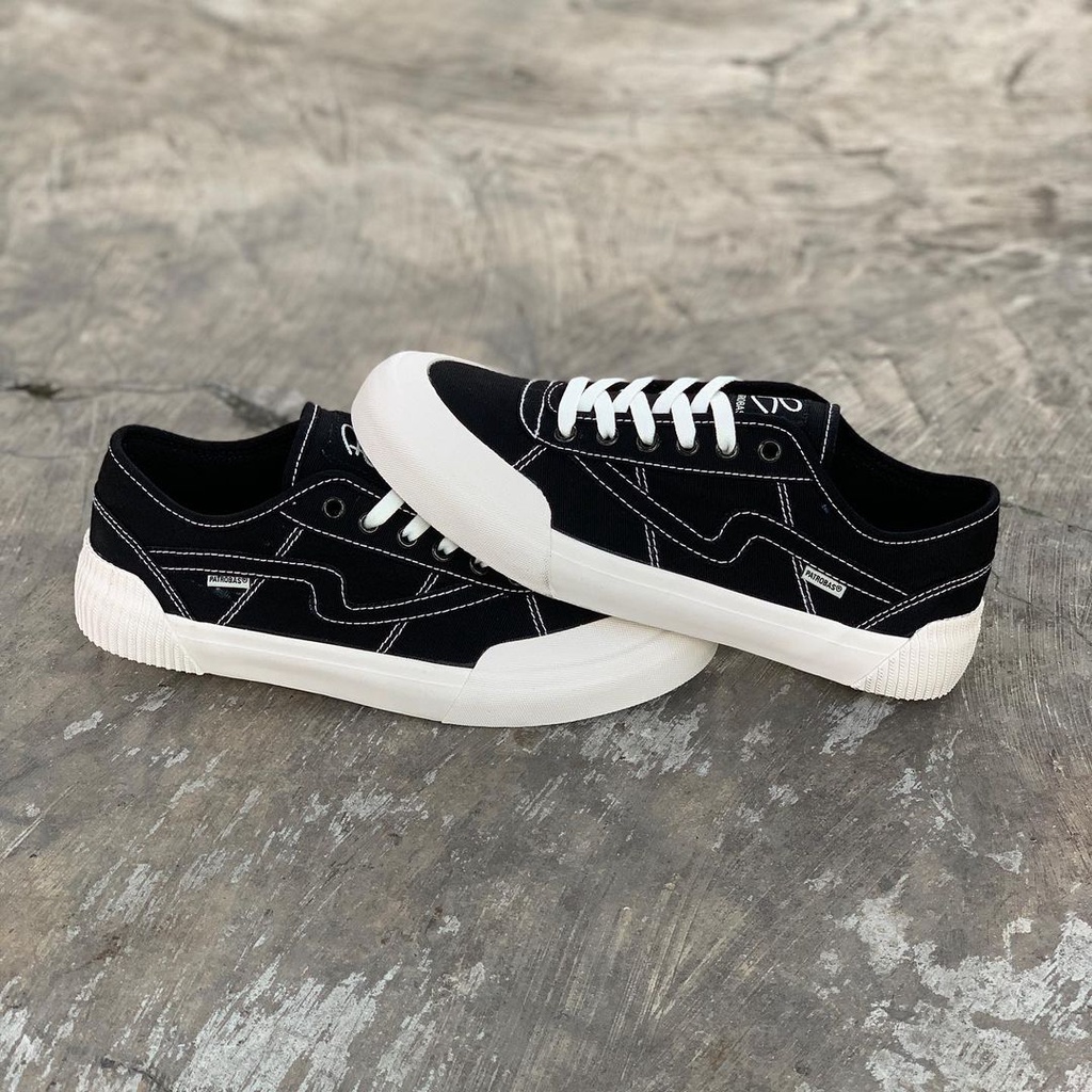 PATROBAS EQUIP LOW BLACK WHITE & CHARCOAL (ABU) - Sepatu Sneakers Canvas Pria/Wanita Patrobas Original-2