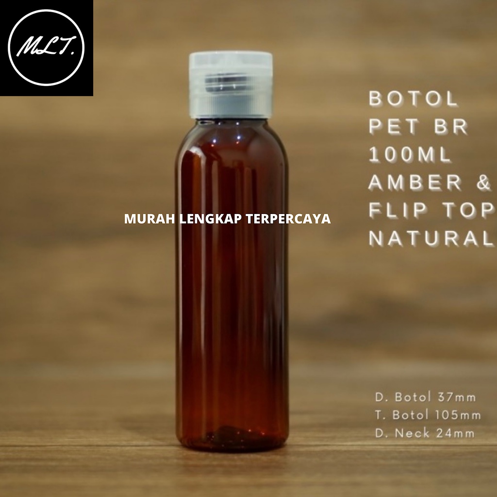 BOTOL 100ML FLIPTOP AMBER COKLAT