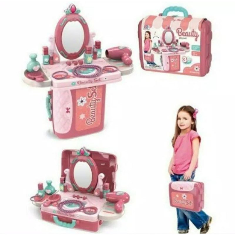 3in1 beauty Mainan alat make up anak MAINAN ANAK PEREMPUAN DANDAN BEAUTY PLAYSET 31N1 SALON KOPER MEJA RIAS-4