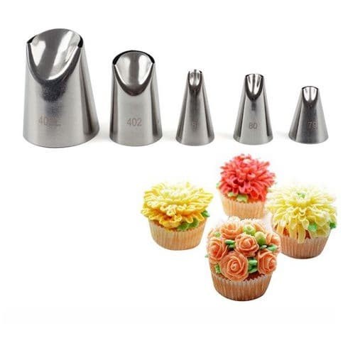 Petal Icing Piping Nozzles #79-81#402#402L (5pcs)