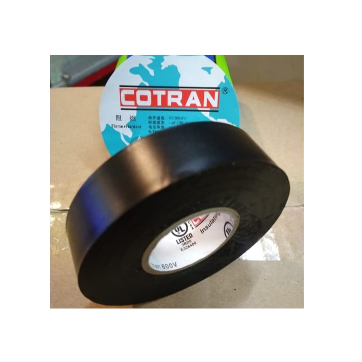 Isolasi Listrik Cotran KC62 / Solasi hitam Kabel Listrik Uk 18MM x 20M